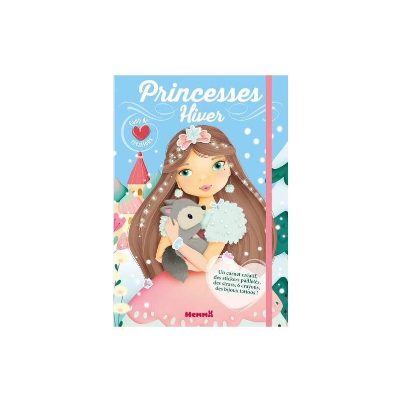 Princesses Hiver - Avec un carnet créatif, des stickers pailletés, des strass, 6 crayons, des bijoux tattoos !