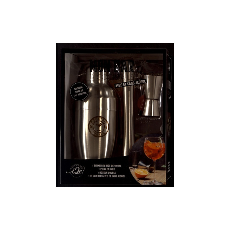 Mon bar à cocktails avec et sans alcool - Avec 1 shaker en inox de 400 ml…