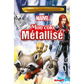 Marvel - Mon colo Métallisé - Avec un feutre métallisé doré - Grand Format - 6 - 8 ans