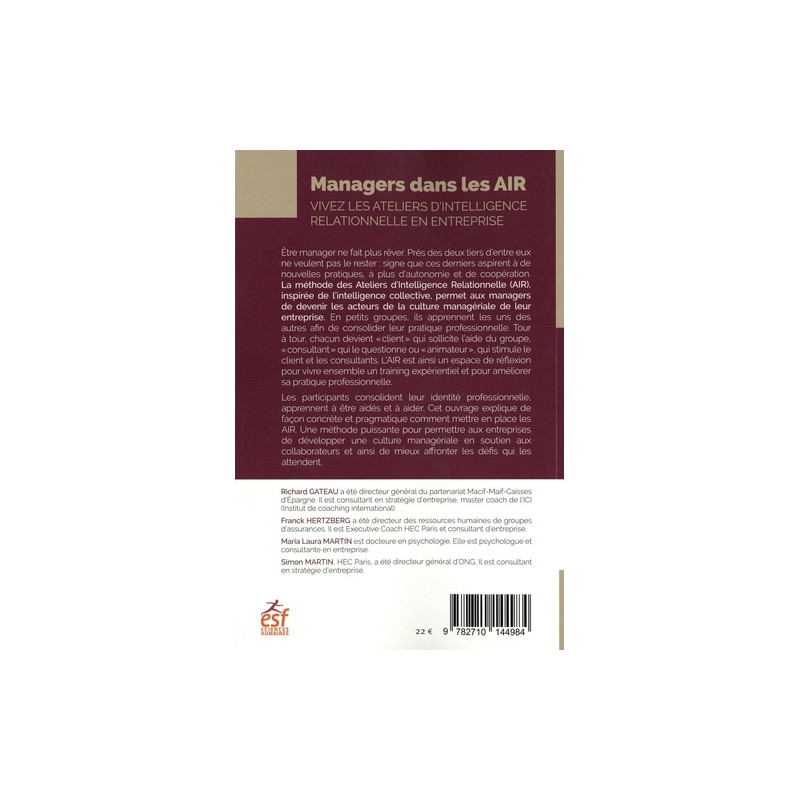 Manager dans les AIR - Vivez les ateliers d'intelligence relationnelle en entreprise - Grand Format