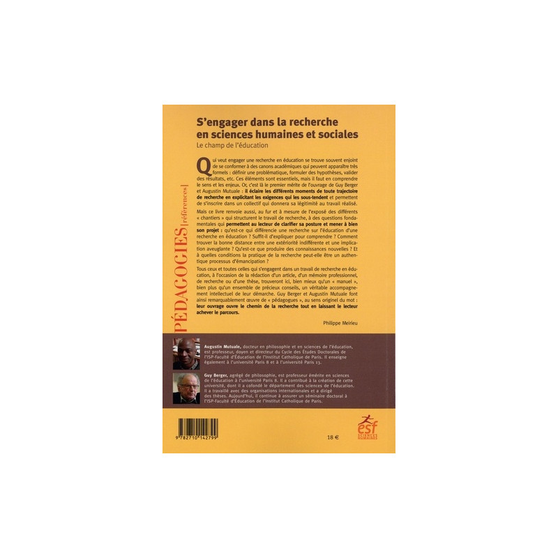S'engager dans la recherche en sciences humaines et sociales - Le champ de l'éducation - Grand Format