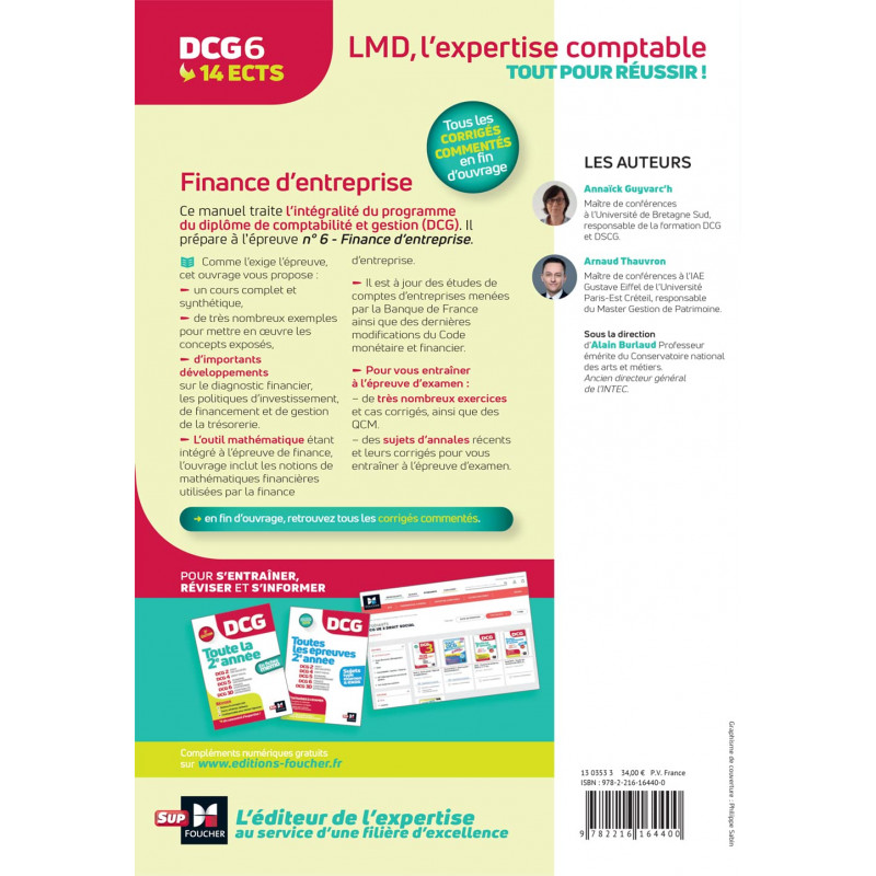 Finance d'entreprise DCG 6 - Manuel et applications - 4e édition - Grand Format - Librairie de France