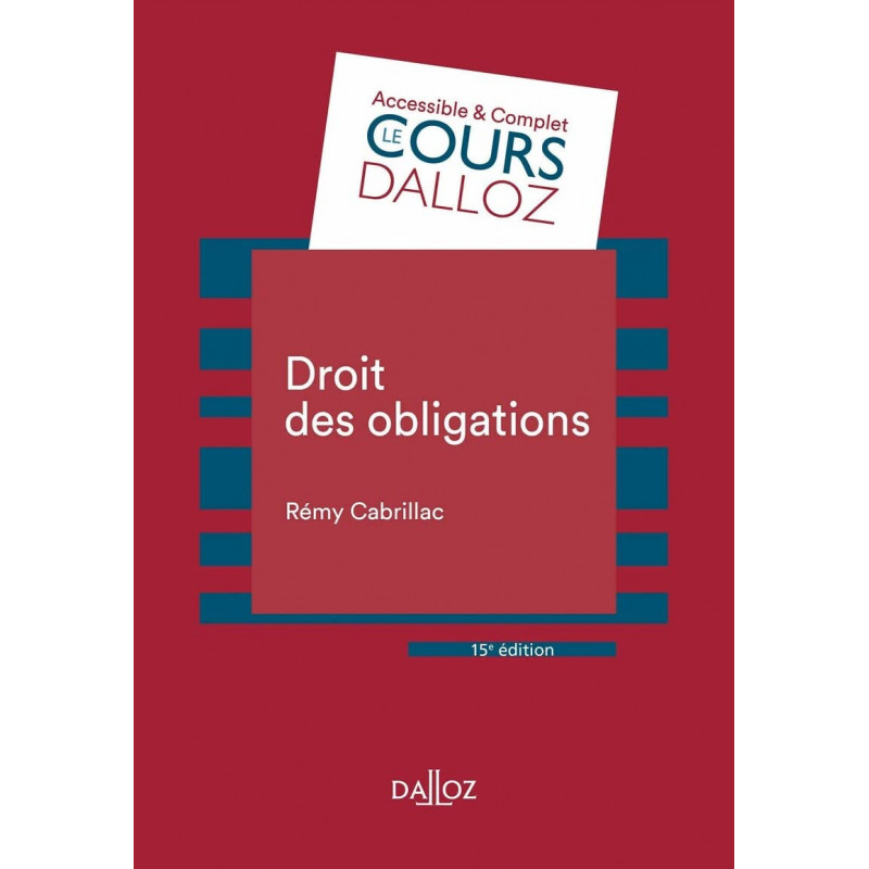 Droit des obligations - 15e édition - Grand Format - Librairie de France