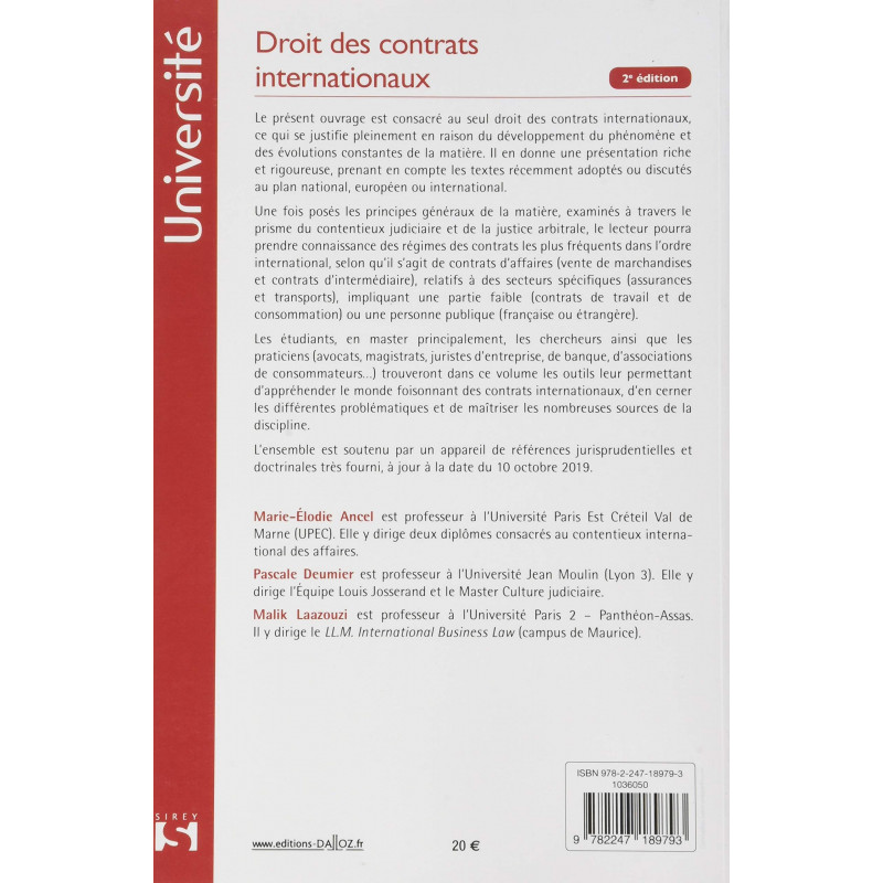 Droit des contrats internationaux CAMPUS - Grand Format - Librairie de France