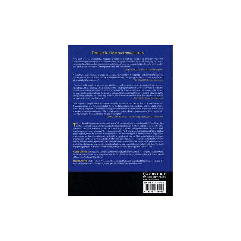 Microéconométrie - Méthodes et Applications - Grand Format
Edition en anglais - Librairie de France