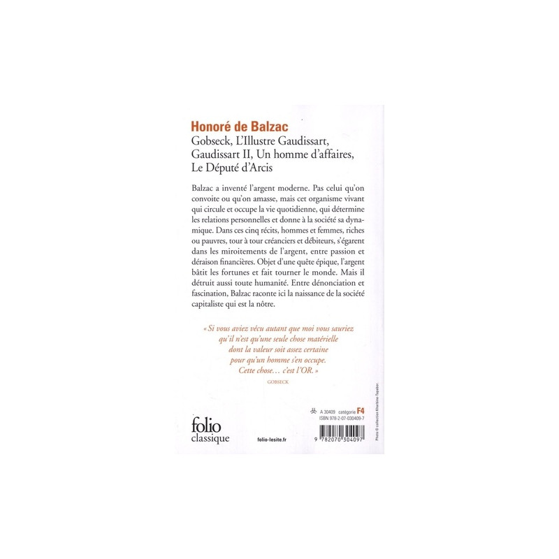Gobseck et autres récits d'argent - Poche - Librairie de France