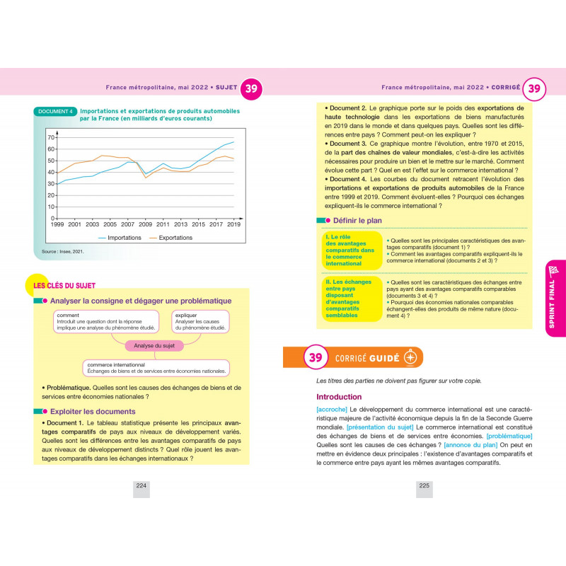 SES spécialité Tle générale - Sujets & corrigés - Grand Format - Librairie de France
