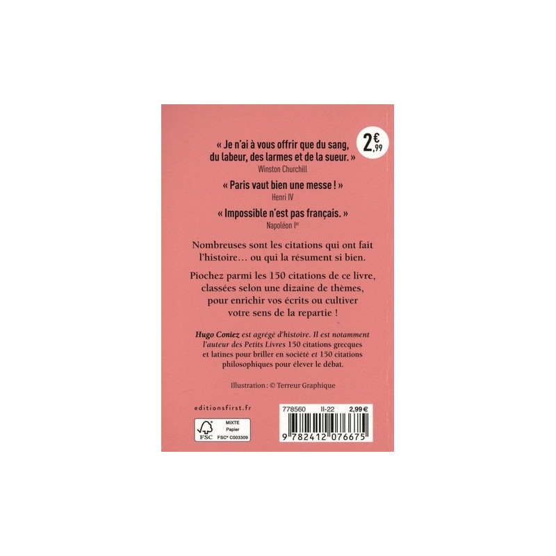 150 citations historiques pour enrichir sa culture - Poche - Librairie de France