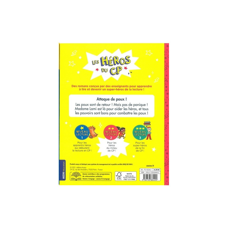 Attaque des poux ! - Niveau lecture 2 6 - 9 ans - Librairie de France