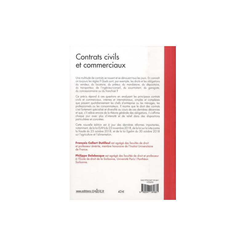 Contrats civils et commerciaux - Grand Format - Librairie de France
