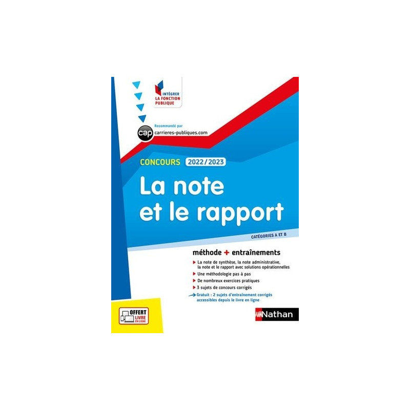 La note et le rapport - Concours catégorie A et B - Grand Format - Librairie de France