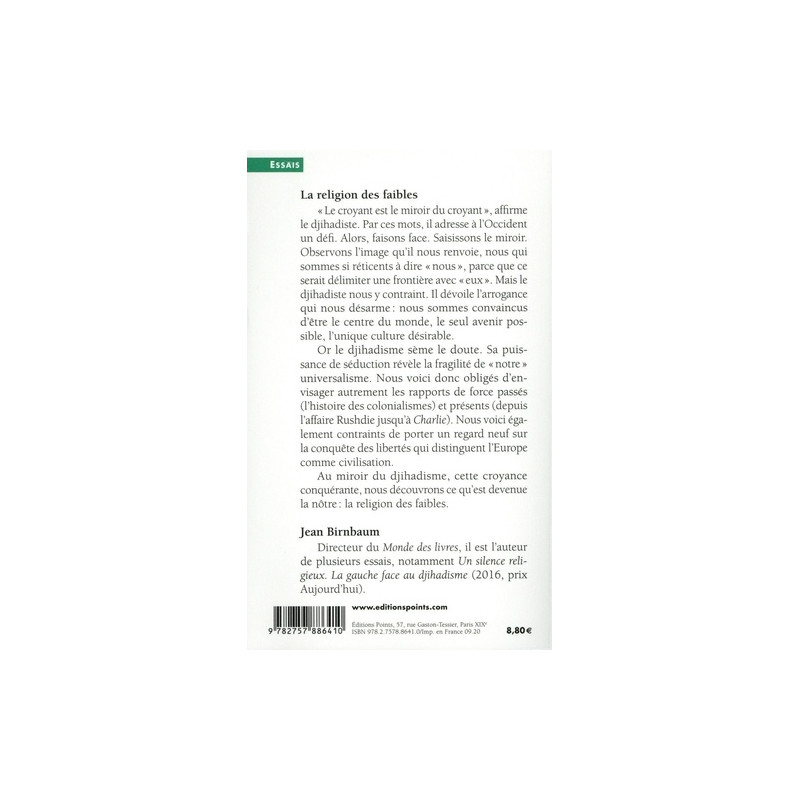 La religion des faibles - Ce que le djihadisme dit de nous - Poche - Librairie de France