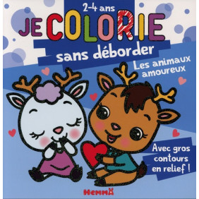 Je colorie sans déborder les animaux amoureux - Avec gros contours en relief ! - 2-4 ans - Album - Librairie de France