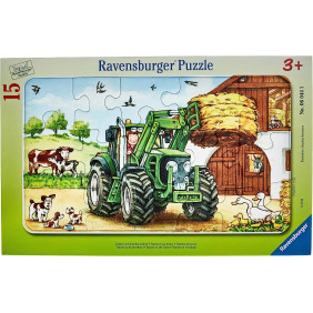 Puzzle cadre 15 pièces - Tracteur à la ferme - Fille ou garçon dès 3 ans - Librairie de France