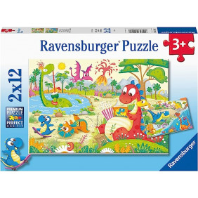 Puzzles 2x12 p - Mes dinos préférés - Dès 3 ans - Librairie de France