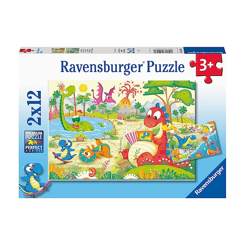Puzzles 2x12 p - Mes dinos préférés - Dès 3 ans - Librairie de France