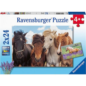 Puzzles 2x24 p - L'amour des chevaux - Dès 4 ans - Librairie de France