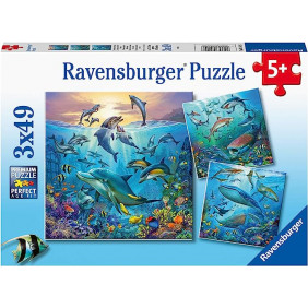 Puzzles 3x49 p - Le monde animal de l'océan - Dès 5 ans - Librairie de France