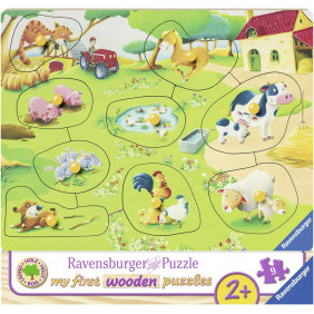 Puzzle bois 9 pièces La ferme - Puzzle enfant - Librairie de France