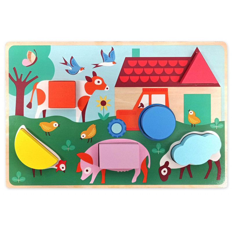 Mon puzzle formes en bois - la ferme - Librairie de France
