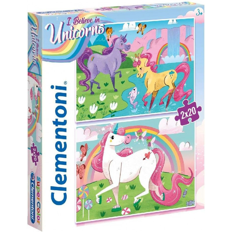 Puzzle - Unicorno Brilliant - 2 x 20 Pièces - 3-5 ans - Librairie de France