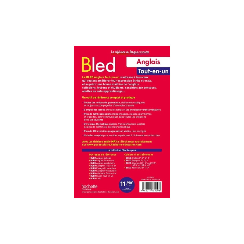 Bled Anglais Tout-en-un - Grand Format - Librairie de France