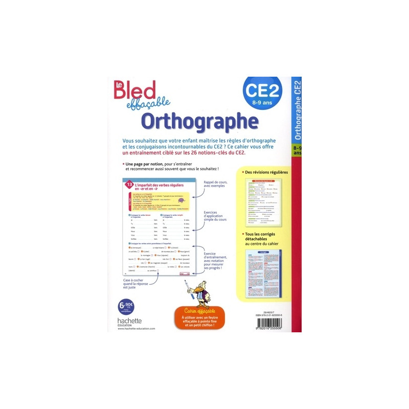 Le Bled effaçable Orthographe CE2 - Edition 2018 - Grand Format - Librairie de France