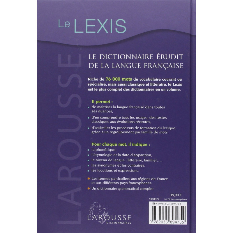 Le Lexis - Le dictionnaire érudit de la langue française - Librairie de France