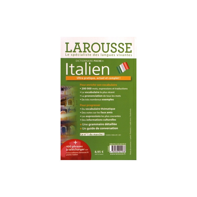 Dictionnaire Larousse poche plus - Français-italien/italien-français - Poche - Librairie de France