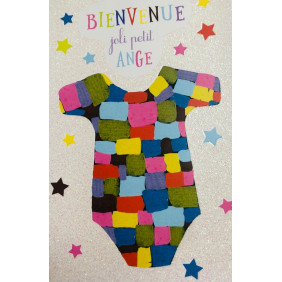 Carte naissance -body en patchwork multicolore
