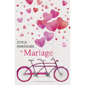 Carte tandem et cœurs ballons