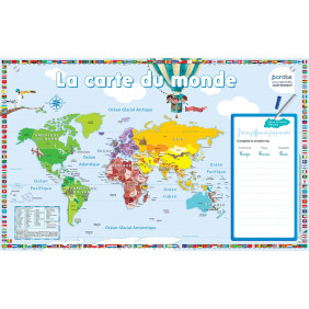 La carte du monde - Avec une zone effaçable pour s'entraîner - Grand Format - De 4 - 8 ans