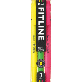 Surligneur Pentel SLW11/3 - Pochette de 3 Fitline - Couleurs assorties