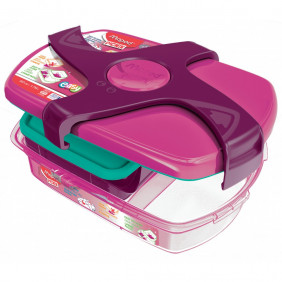 Concept boite déjeuner rose