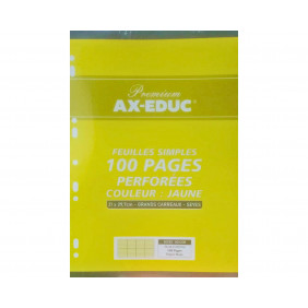 AX-EDUC - Feuilles simples - 100pgs - Grands carreaux