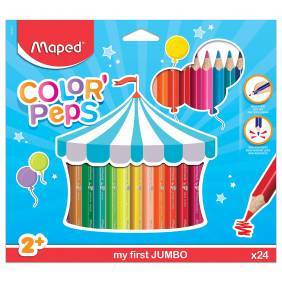 Maped - Maxi Crayons de Couleur Color'Peps - Premiers Crayons de Coloriage pour Bébé +2 ans