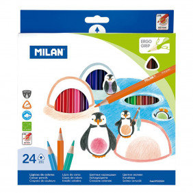 Milan, crayons de couleur triangulaires, 24 pièces