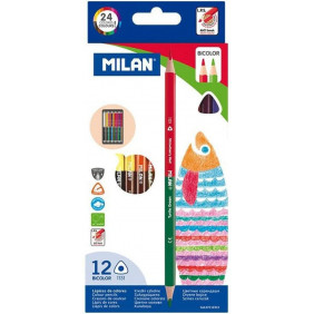 MILAN 07112312 Boîte de 12 Crayons Bicolores