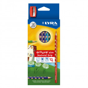 LYRA Groove Slim - Etui 12 crayons de couleur + 1 taille-crayon