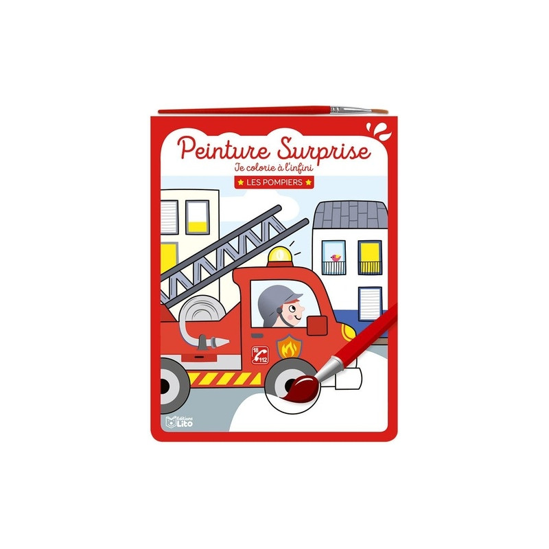 Peinture surprise Je colorie à l'infini - Les pompiers. Avec 1 pinceau - 3-5 ans - Album - Librairie de France