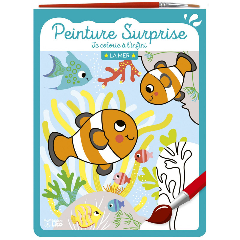 Je colorie à l'infini : la mer - Peinture surprise - Avec 1 pinceau - 3-5 ans - Album - Librairie de France