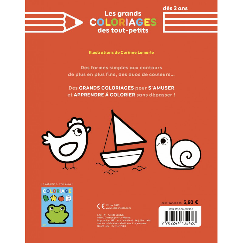 Les grands coloriages des tout-petits - Le chat - Dès 2 ans - Librairie de France