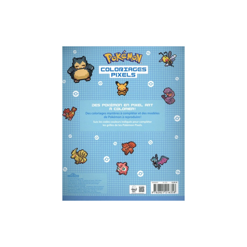 Pokémon - Coloriages pixels - 6-8 ans - Grand Format - Librairie de France