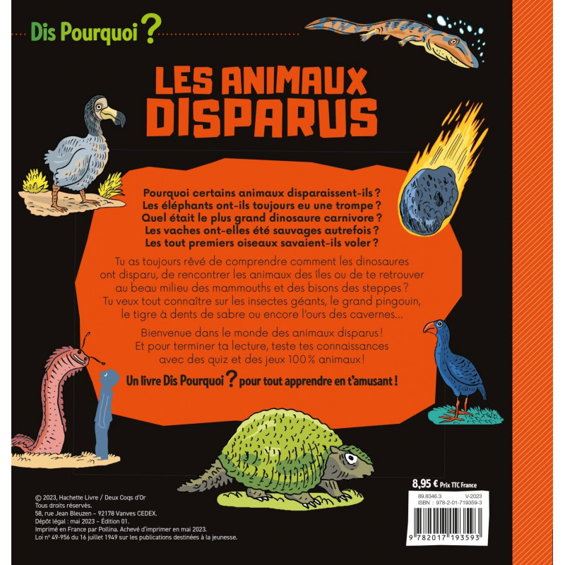Les animaux disparus - Dès 6 ans - Grand Format - Librairie de France