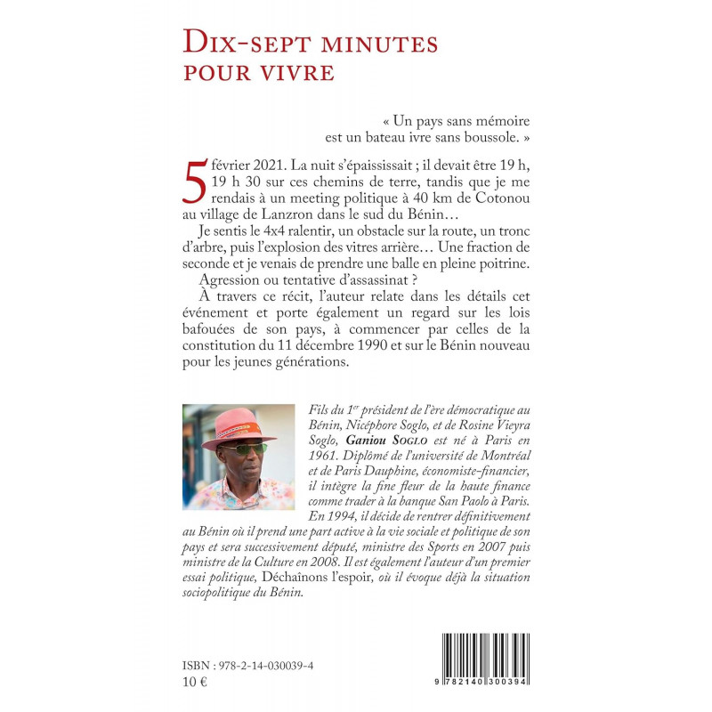Dix-sept minutes pour vivre - Bénin : la nuit est longue mais le jour vient - Librairie de France