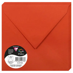 Enveloppe Gommée - Paquet de 20 - Rouge Corail - 16.5 x 16.5 - 120G