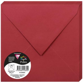Enveloppe Gommée - Paquet de 20 - Rouge Groseille - 16.5 x 16.5 - 120G