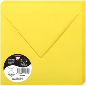 Enveloppe Gommée - Paquet de 20 - Jaune Soleil - 16.5 x 16.5 - 120G