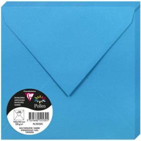 Enveloppe Gommée - Paquet de 20 - Bleu Turquoise - 16.5 x 16.5 - 120G