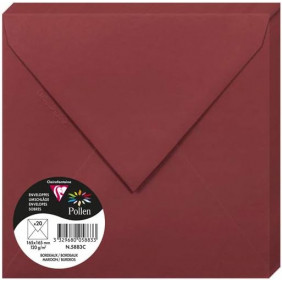 Enveloppe Gommée - Paquet de 20 - Bordeaux - 16.5 x 16.5 - 120G